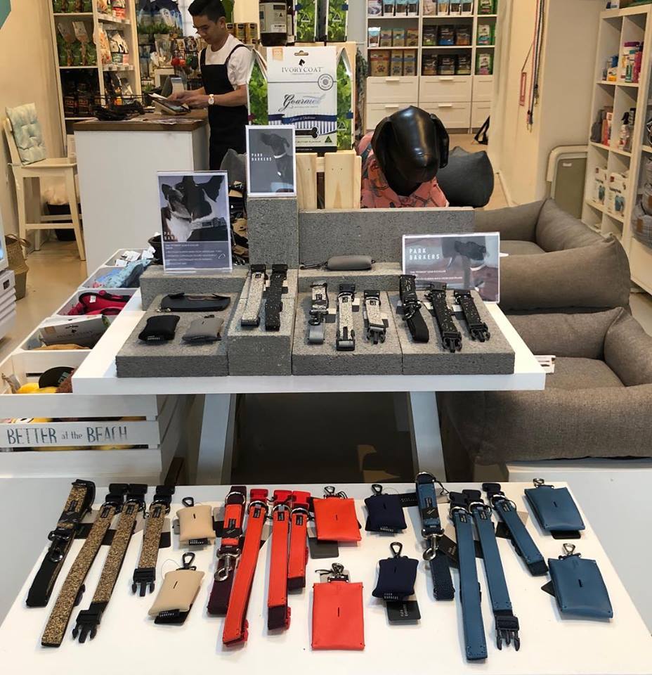 Full collection of park barker collars, leads, poo bag holders and coats at our first retail partner in Melbourne